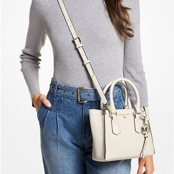 MICHAEL Michael Kors • Kris Small Pebbled Leather Satchel - Picture 3 of 10